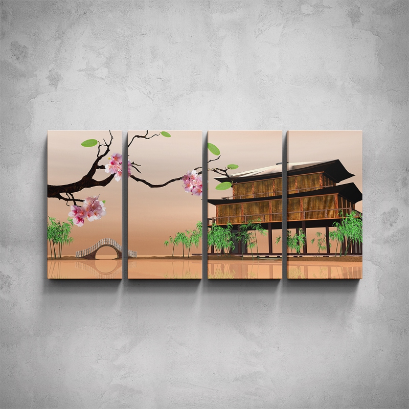 Obrazy - 4-dílný obraz - Japonská architektura