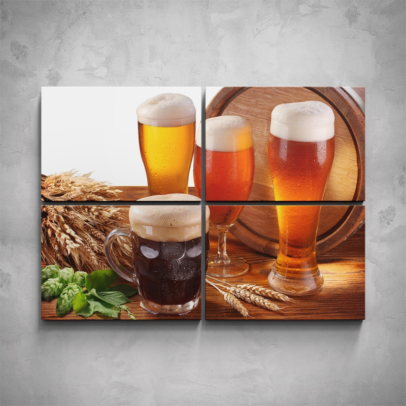 Obrazy - 4-dílný obraz - 4 druhy piva