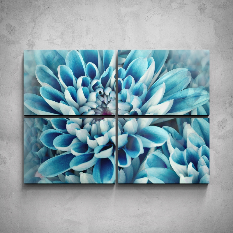 Obrazy - 4-dílný obraz - Modrý květ - detail