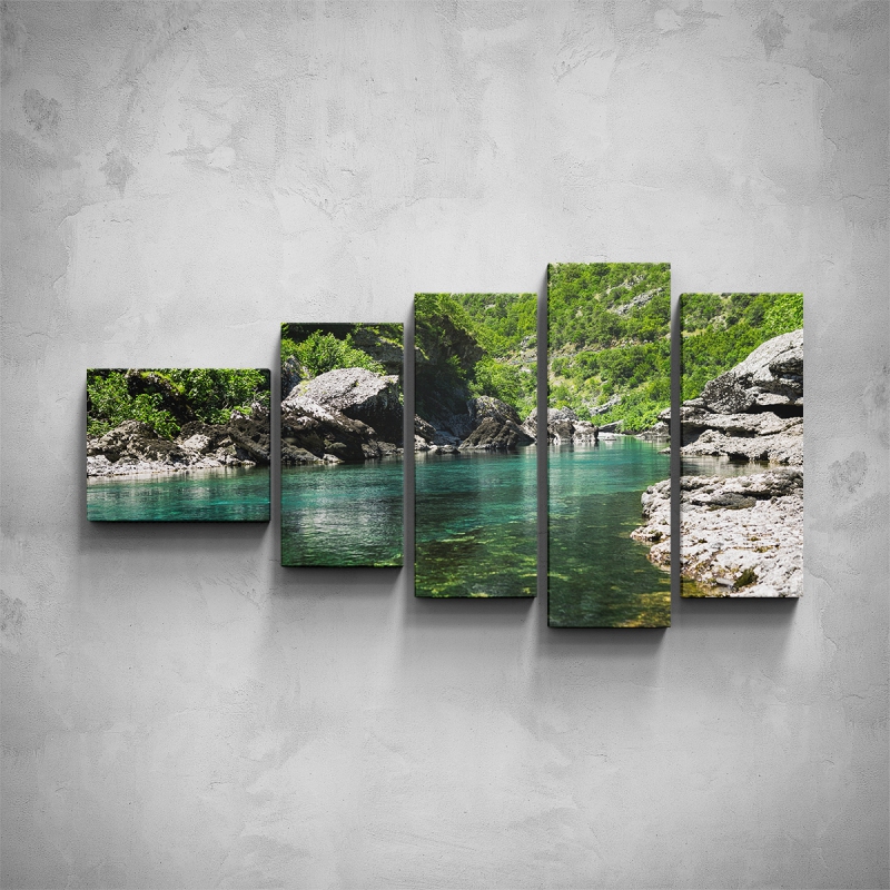 Obrazy - 5-dílný obraz - Horská řeka