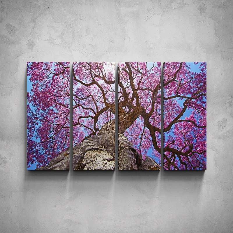 Obrazy - 4-dílný obraz - Růžová koruna stromu