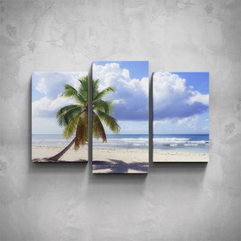 3-dílný obraz - Palma na pláži
