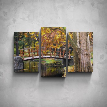 3-dílný obraz - Podzimní mostek