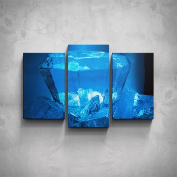 3-dílný obraz - Modrý ledový krystal