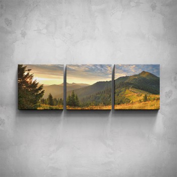 3-dílný obraz - Východ slunce nad horami