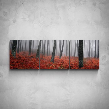 3-dílný obraz - Červené kapradí v lese