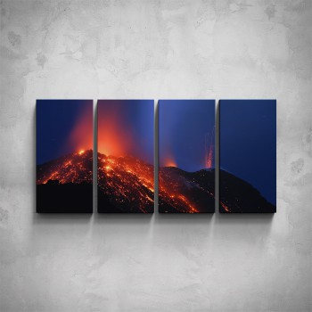 4-dílný obraz - Vybuchující sopka