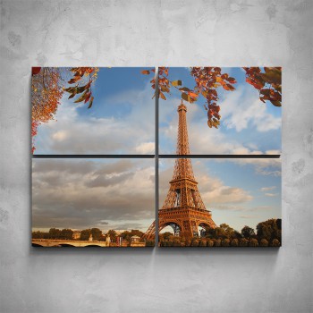 4-dílný obraz - Podzimní Eiffelova věž