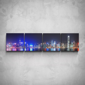 4-dílný obraz - Noční Hong Kong