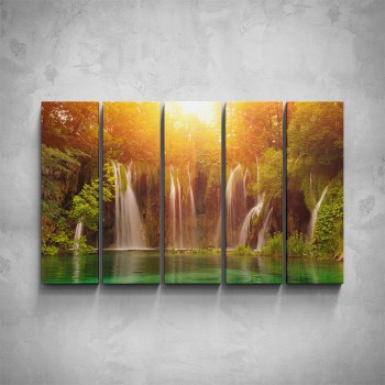 5-dílný obraz - Lesní vodopád