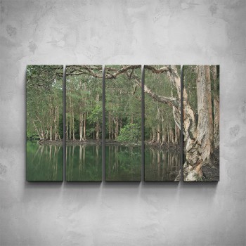 5-dílný obraz - Lesní jezero