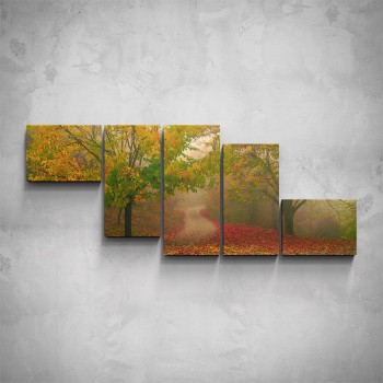 5-dílný obraz - Podzimní les