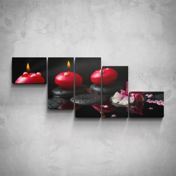 5-dílný obraz - Červené svíčky