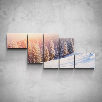 5-dílný obraz - Zimní les