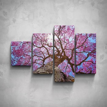 4-dílný obraz - Růžová koruna stromu