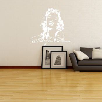 Samolepka na zeď - Marilyn Monroe s podpisem