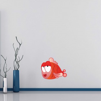 Barevná samolepka na zeď - Červená rybka